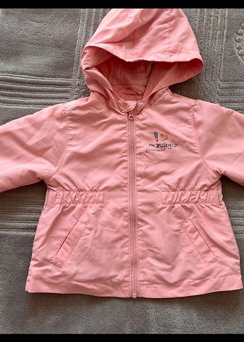 Kız Çocuk Pembe Kapüşonlu Fermuarlı mevsimlik mont