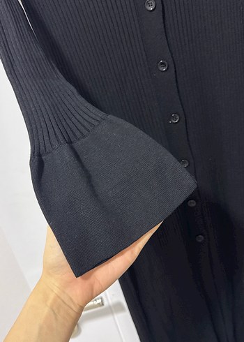 Triko balık model düğmeli günlük elbise - Görsel 2