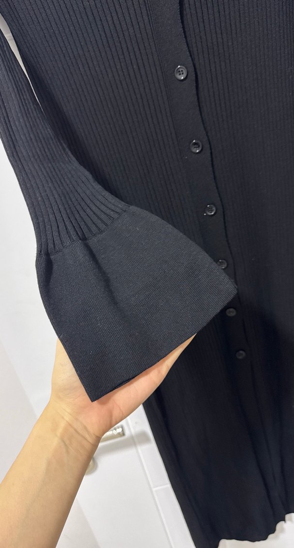 Triko balık model düğmeli günlük elbise - Görsel 2