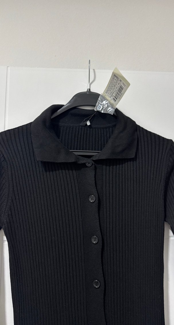 Triko balık model düğmeli günlük elbise - Görsel 3