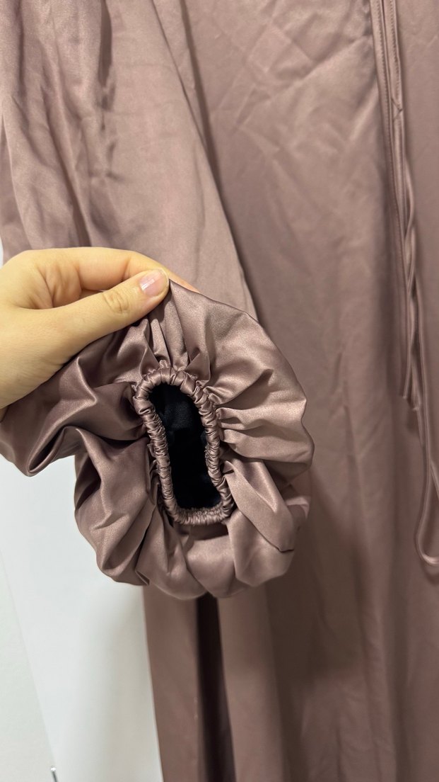 Saten balon kol abiye elbise - Görsel 3