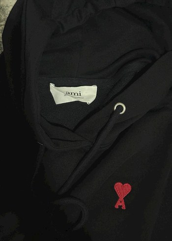 Ami Paris Kadın Siyah Kapüşonlu Sweatshirt - Görsel 4