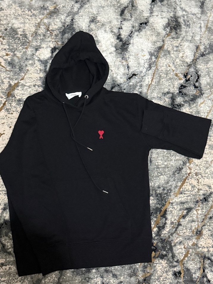 Ami Paris Kadın Siyah Kapüşonlu Sweatshirt - Görsel 2