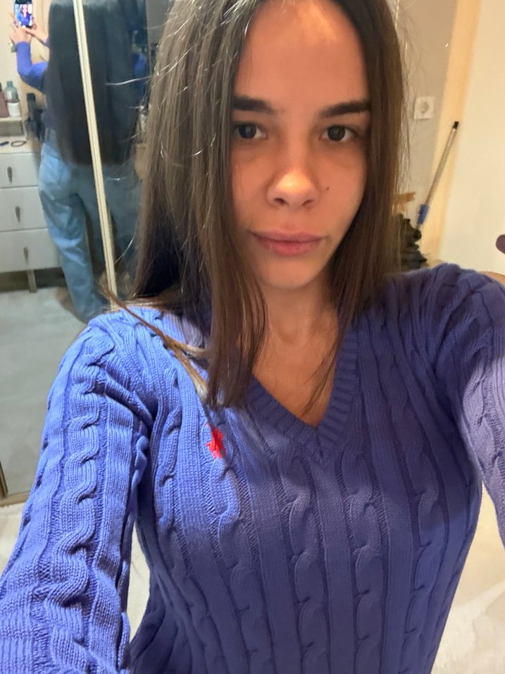 Polo Ralp Lauren Mor v Yaka Örgü Kadın Kazak - Görsel 3