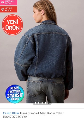 Calvin Klein Kadın Mavi Denim Ceket - Görsel 4