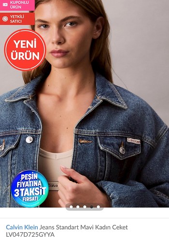 Calvin Klein Kadın Mavi Denim Ceket - Görsel 3