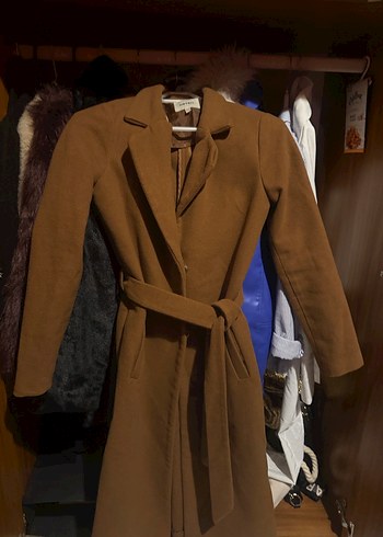 Kahverengi Uzun Süet Kadın Kaban - Görsel 6