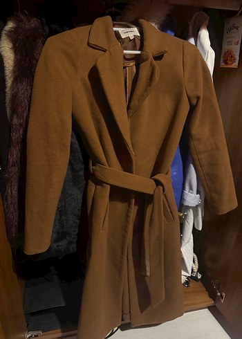 Kahverengi Uzun Süet Kadın Kaban - Görsel 4