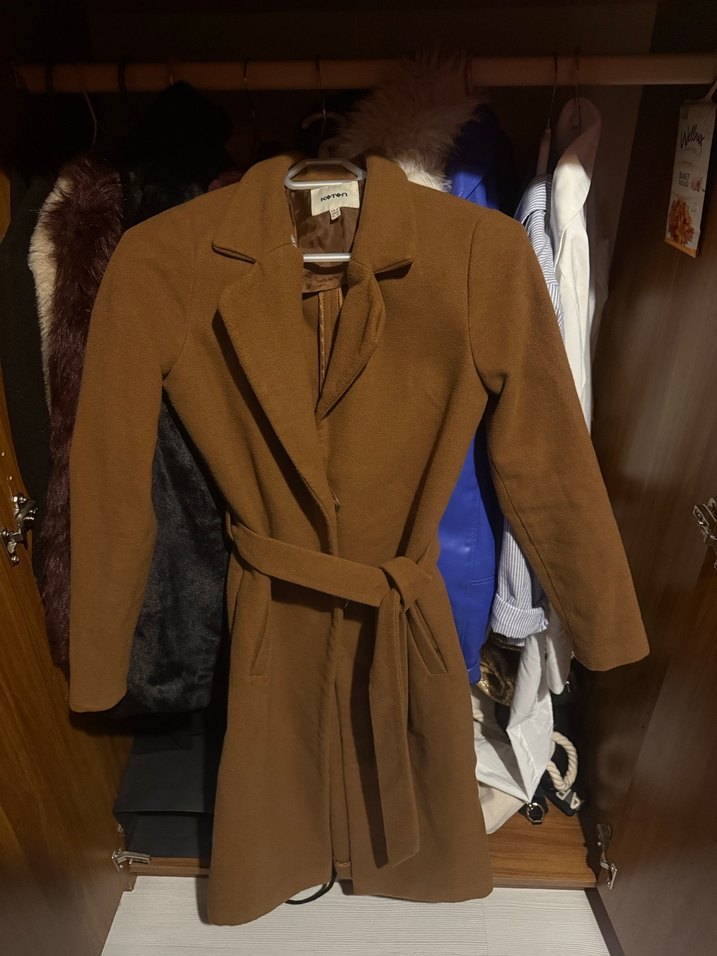 Kahverengi Uzun Süet Kadın Kaban - Görsel 3