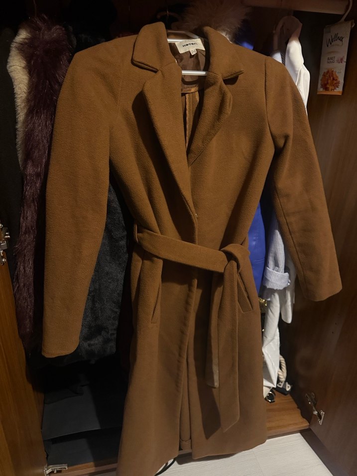 Kahverengi Uzun Süet Kadın Kaban - Görsel 4