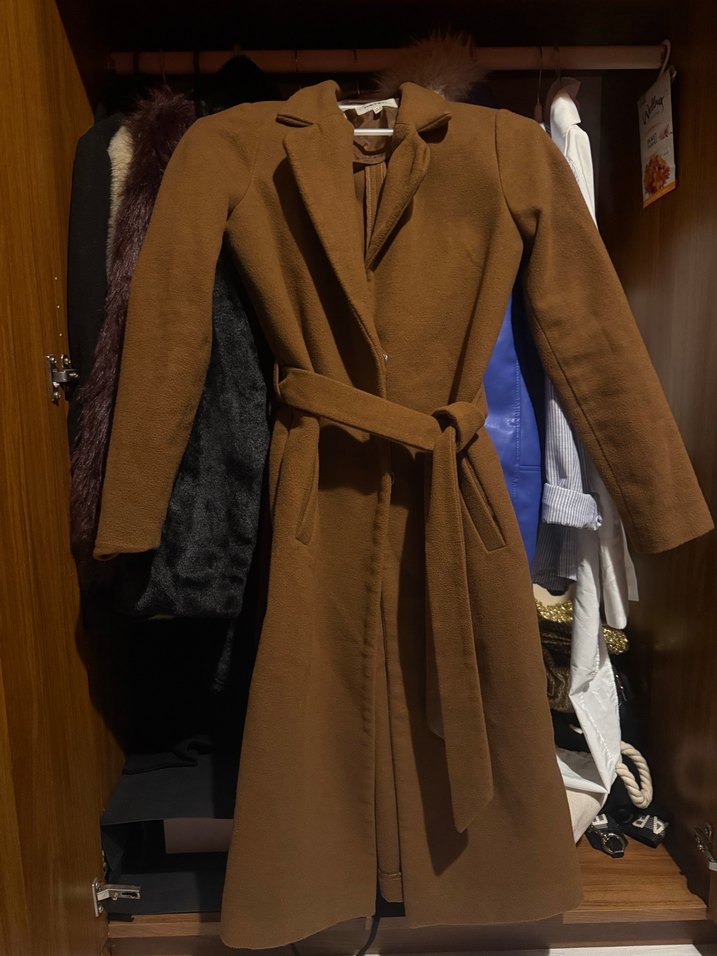 Kahverengi Uzun Süet Kadın Kaban - Görsel 2