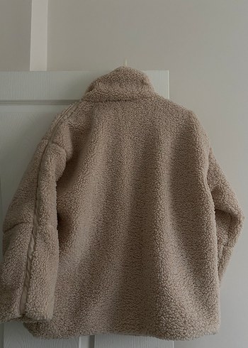 s Beden camel Renk Bej Peluş Kadın Mont Yumuşak Rahat