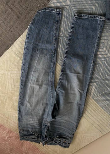 Erkek  Mavi Midi Boy Bol Kesim Kot Pantolon - Görsel 2