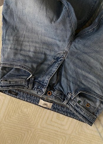 Erkek  Mavi Midi Boy Bol Kesim Kot Pantolon - Görsel 3