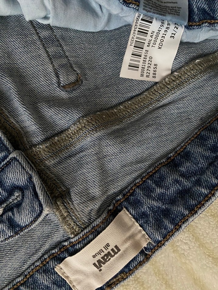 Erkek  Mavi Midi Boy Bol Kesim Kot Pantolon - Görsel 4