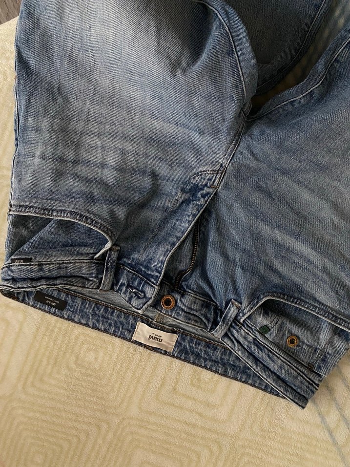 Erkek  Mavi Midi Boy Bol Kesim Kot Pantolon - Görsel 3