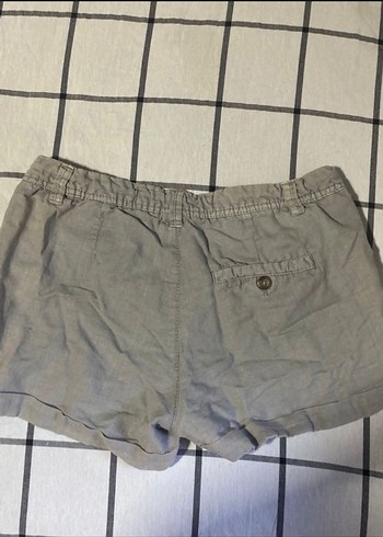 H&M Gri Keten Mini Şort