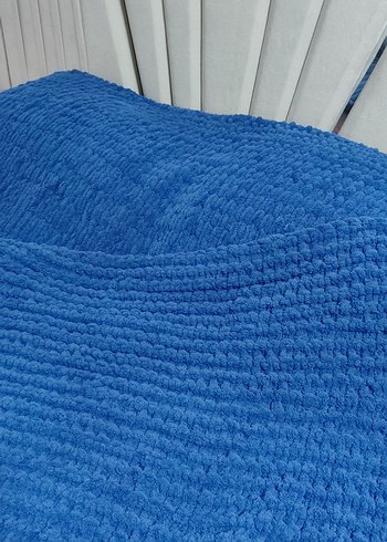 Mavi Düz Dokulu Battaniye - Görsel 2