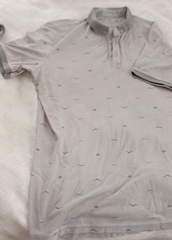 Gri Kısa Kollu Polo Tişört - Görsel 3