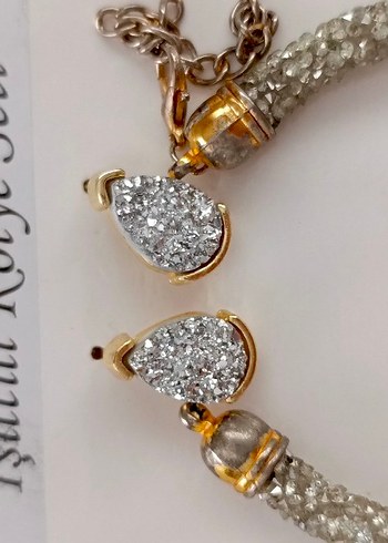 Işıltılı Renkli Kolye ve Küpe Seti - Görsel 2