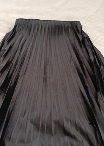 "3 ADET"Kadın Siyah Piliseli Uzun Etek - Görsel 2