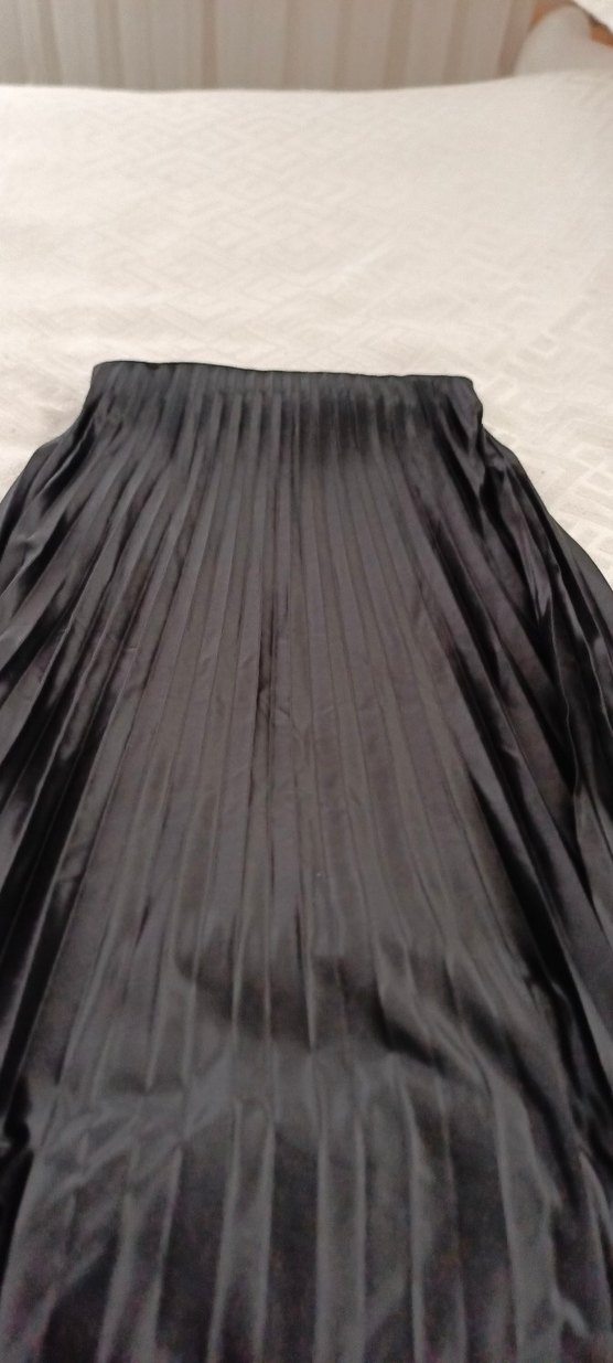 "3 ADET"Kadın Siyah Piliseli Uzun Etek - Görsel 2