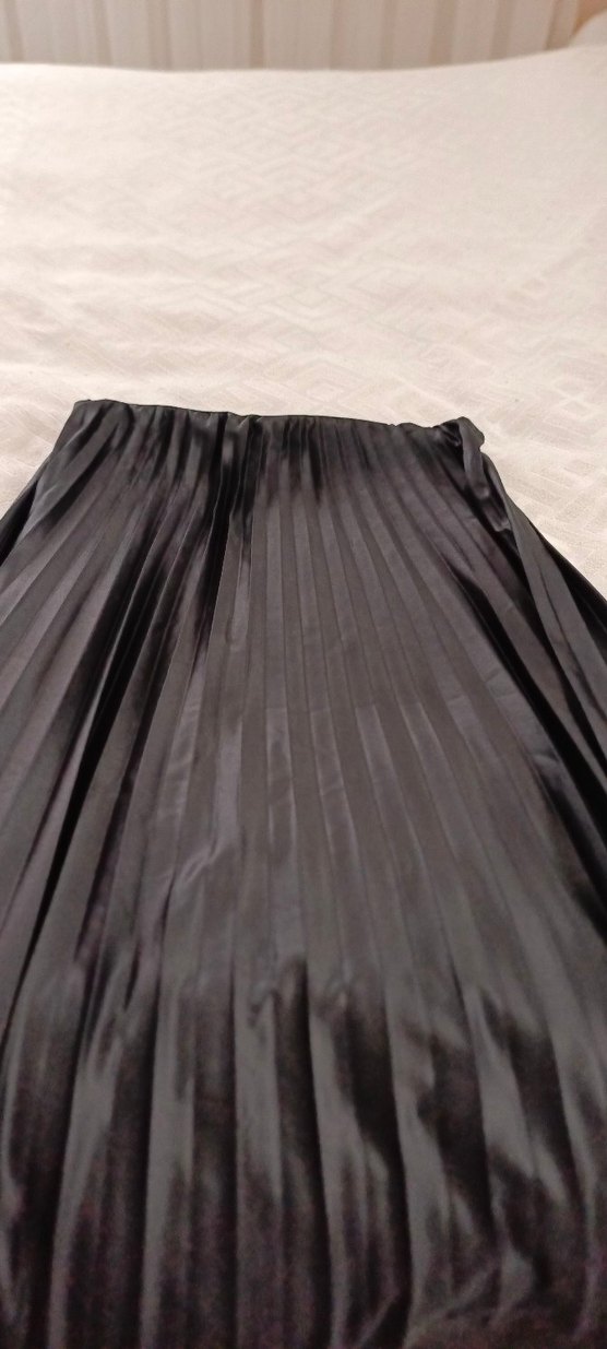 "3 ADET"Kadın Siyah Piliseli Uzun Etek - Görsel 3