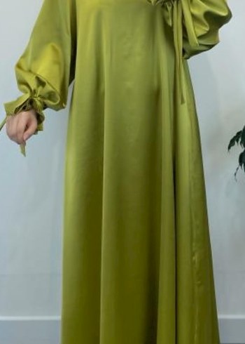 Saten yağ yeşili abiye - Görsel 3