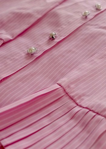 Pembe Düğmeli Kadın Gömlek - Görsel 7