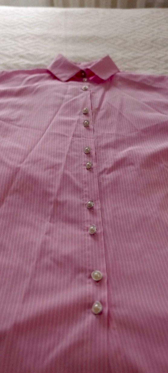 Pembe Düğmeli Kadın Gömlek - Görsel 2