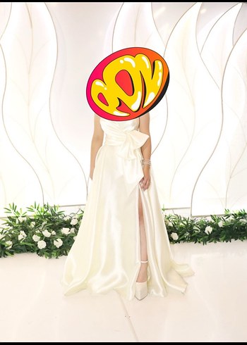 Ilmio Ekru nişanlık ya da nikah elbisesi ve pelerin