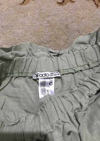 Yeşil Kemerli Yüksek Bel Keten Şort - Görsel 4