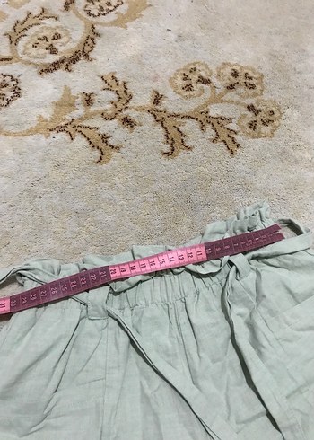 Yeşil Kemerli Yüksek Bel Keten Şort - Görsel 6