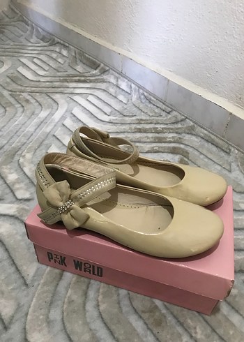 Kız Çocuk Bej Tokalı Babet Ayakkabı - Görsel 2