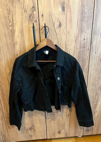 Düğmeli Siyah Midi Denim Ceket