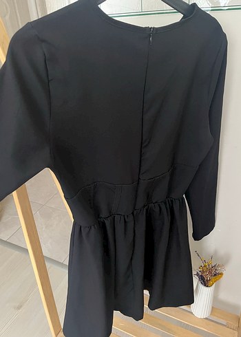 Trendyol & Milla Milla Siyah Uzun Kollu Mini Keten Elbise