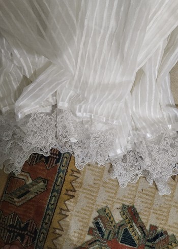 Bohem Beyaz Düz Desen Tül Perde sıfır ayarında - Görsel 3