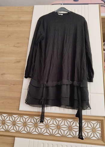 Siyah Uzun Kollu Pamuklu Salaş Tunik