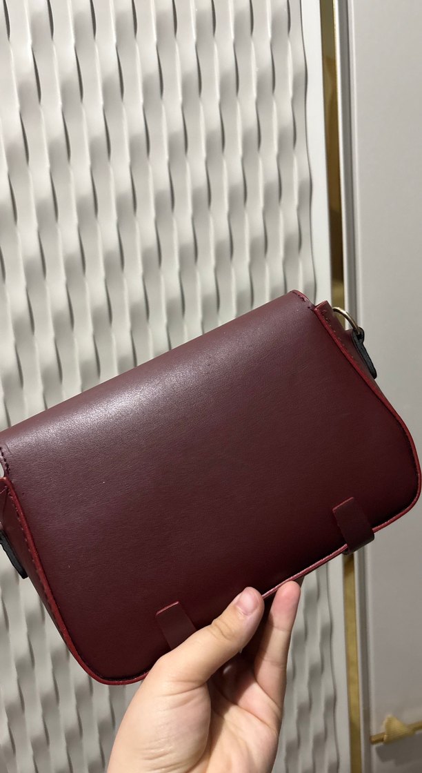 Bordo Deri Tokalı Kadın Çanta - Görsel 2