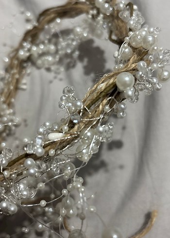 Boncuklu Bohem Bej Saç Aksesuarı - Görsel 2