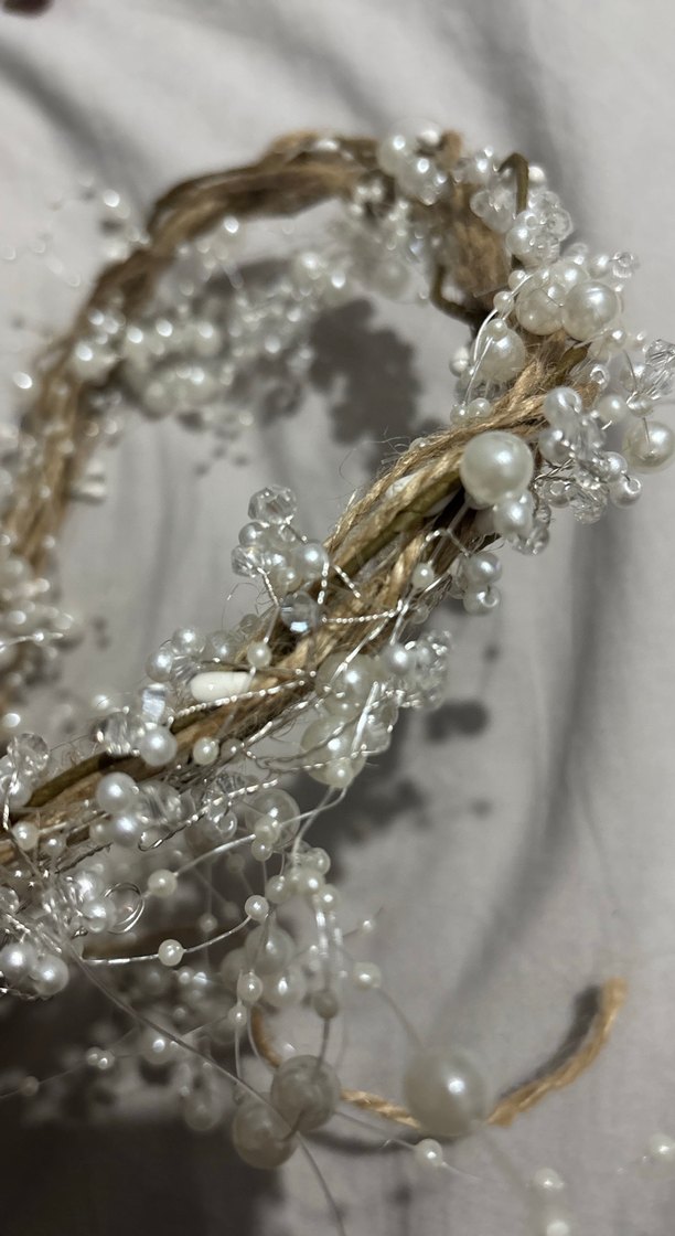 Boncuklu Bohem Bej Saç Aksesuarı - Görsel 2