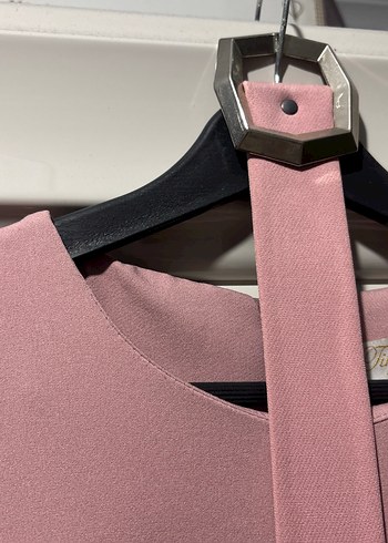 Pembe Bohem Uzun Elbise Yüksek Yakalı - Görsel 2