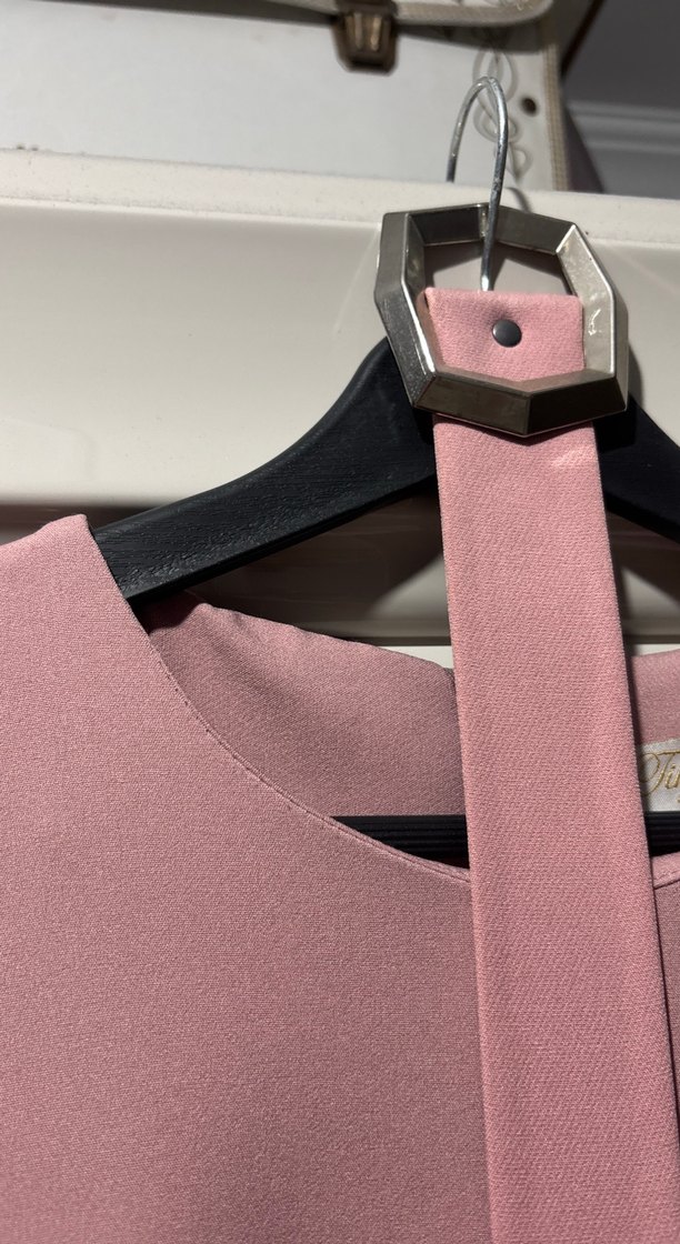 Pembe Bohem Uzun Elbise Yüksek Yakalı - Görsel 2