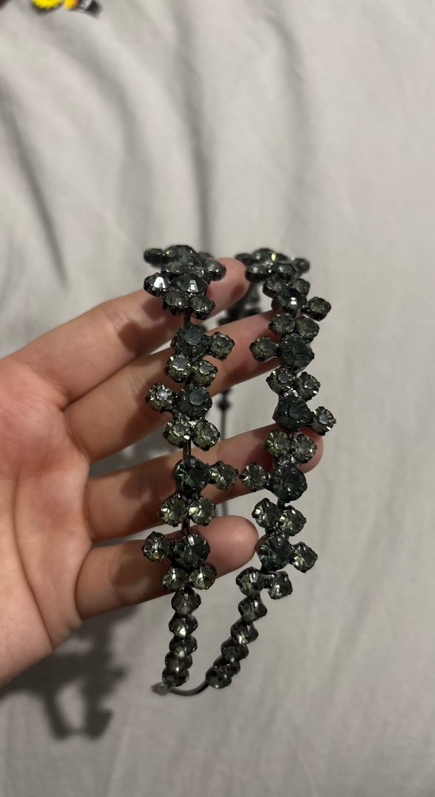 Kadınlar için Haki Renkli Cam Boncuklu Taç - Görsel 3