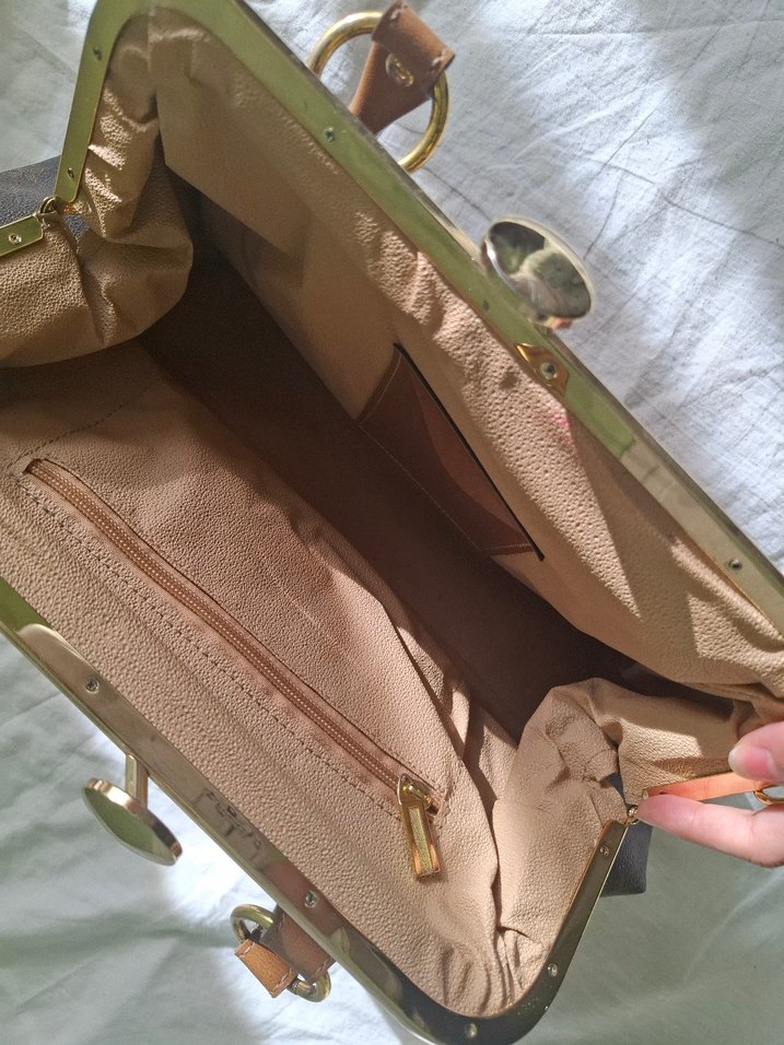 Kahverengi Desenli Deri Kadın Çantası - Görsel 2