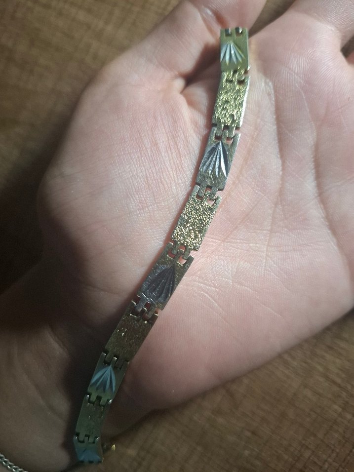 Gümüş&Gold Renkte Desenli Zincir Detaylı Kadın Bileklik - Görsel 2