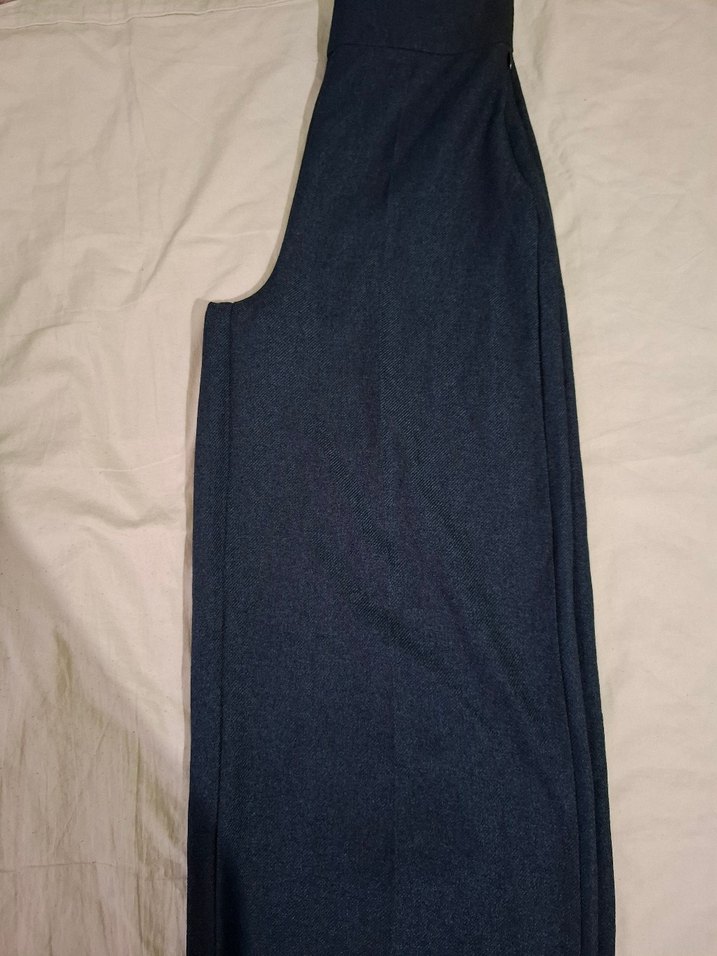 Lacivert Midi Denim Kadın Kumaş Pantolon - Görsel 2