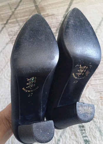 Klasik Siyah Deri Stiletto Topuklu Ayakkabı - Görsel 3