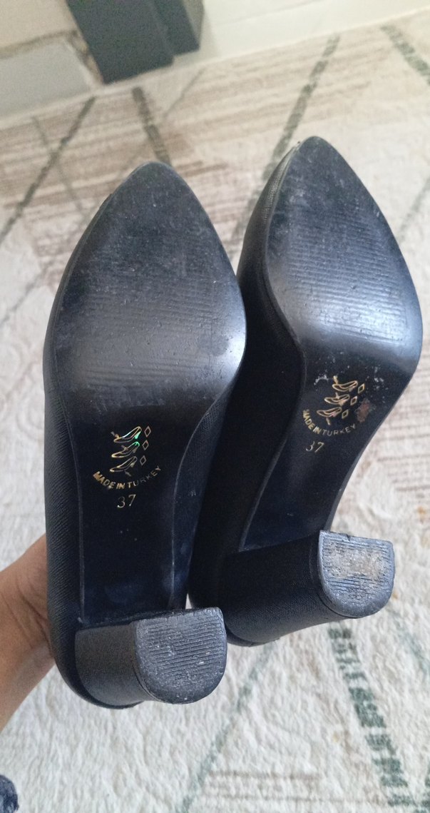 Klasik Siyah Deri Stiletto Topuklu Ayakkabı - Görsel 3