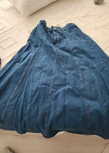 36 Beden mavi Renk Düğmeli Mavi Kadın Denim tesettür kot etek